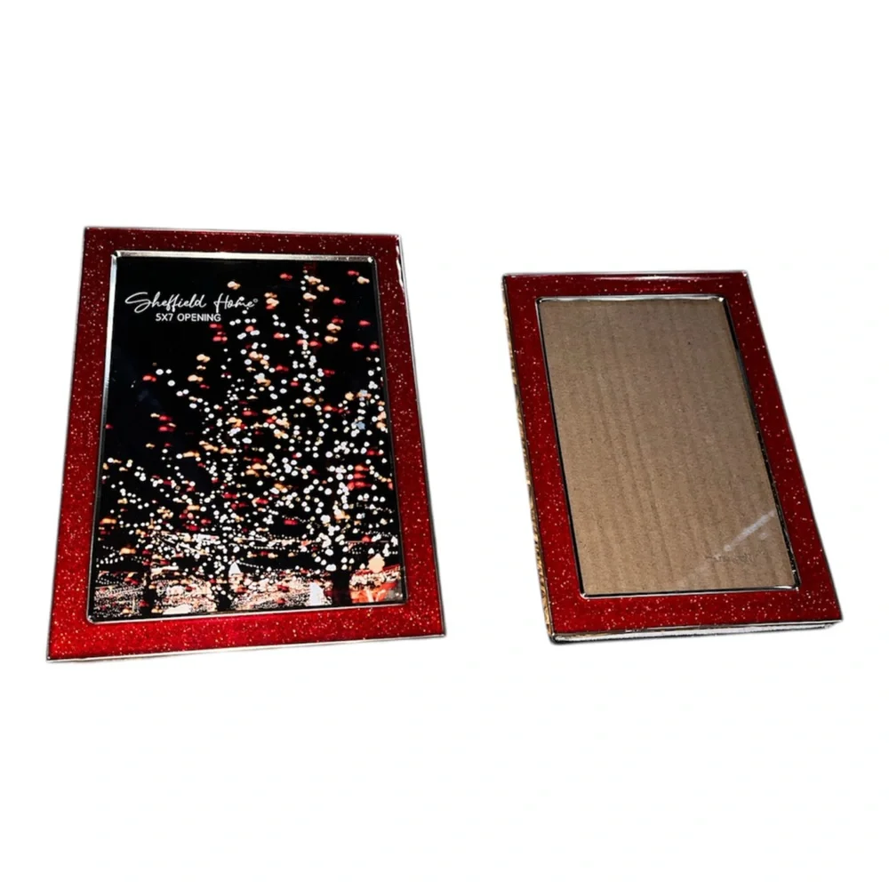 Sheffield Home Red and Gold Glitter Picture Frames, Set of 2